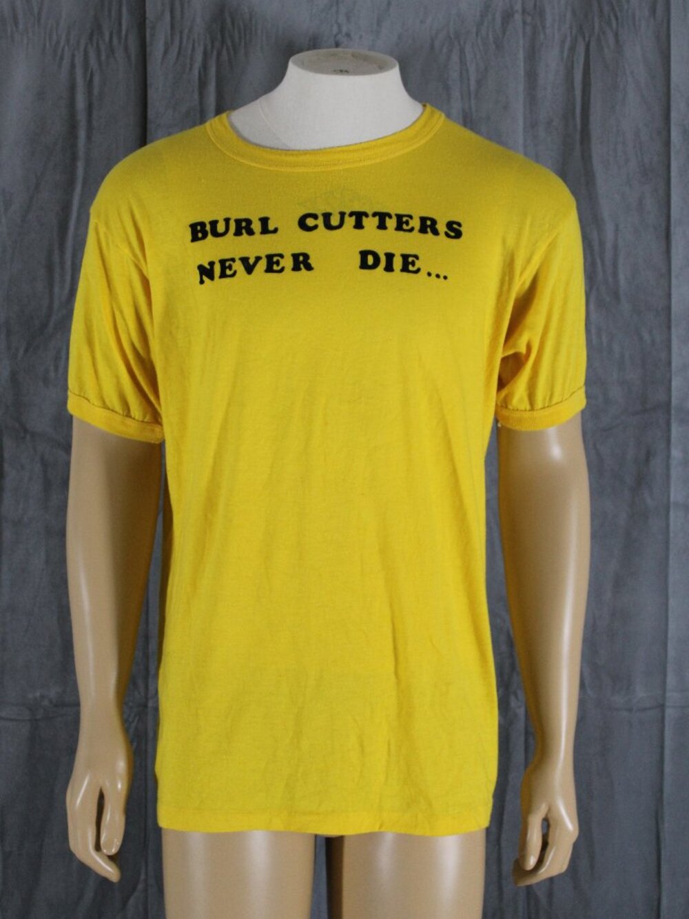 Vintage Graphic T-shirt - Burl Cutters Never Die Ringer Tee - Men's XL